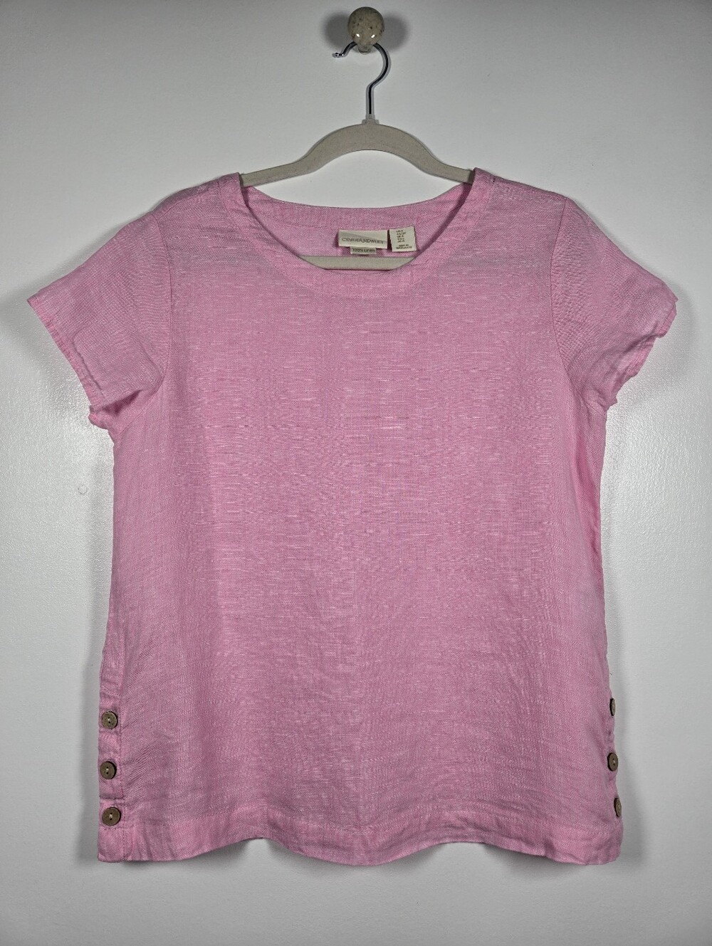 Cynthia Rowley 100% Linen Lightweight Pink Lagenlook Tunic Top Size Small